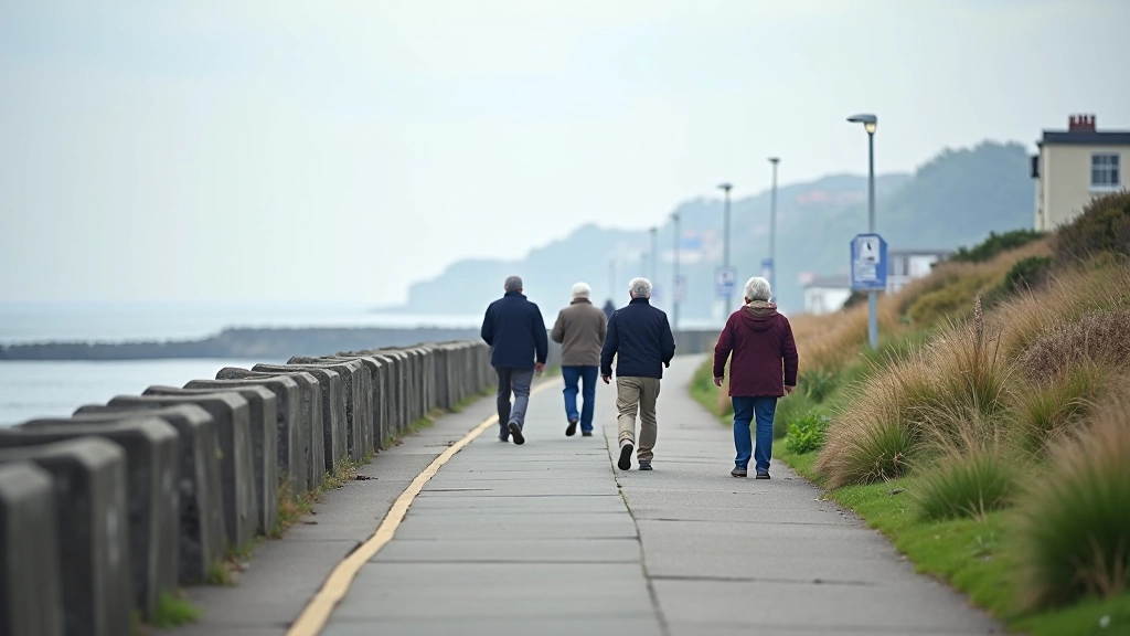 Coastal path with weather information overlay, planning guide, practical walking preparation