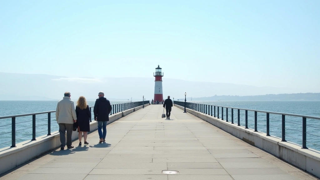 Dún Laoghaire East Pier with lighthouse and maritime views on a clear day