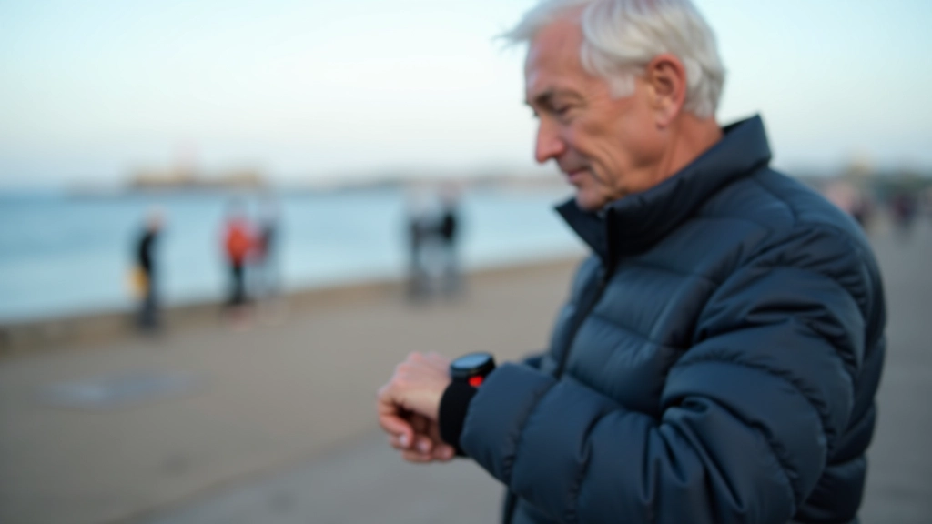 Person checking watch while preparing for outdoor walk with appropriate clothing and gear